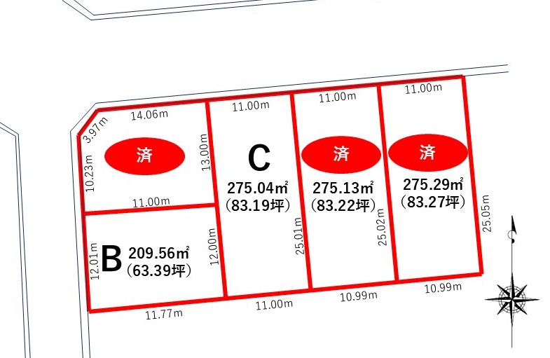 ＜分譲地＞小矢部市綾子5区画分譲地　C区画　